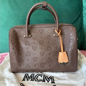 MCM calfskin Monogram Boston Bag